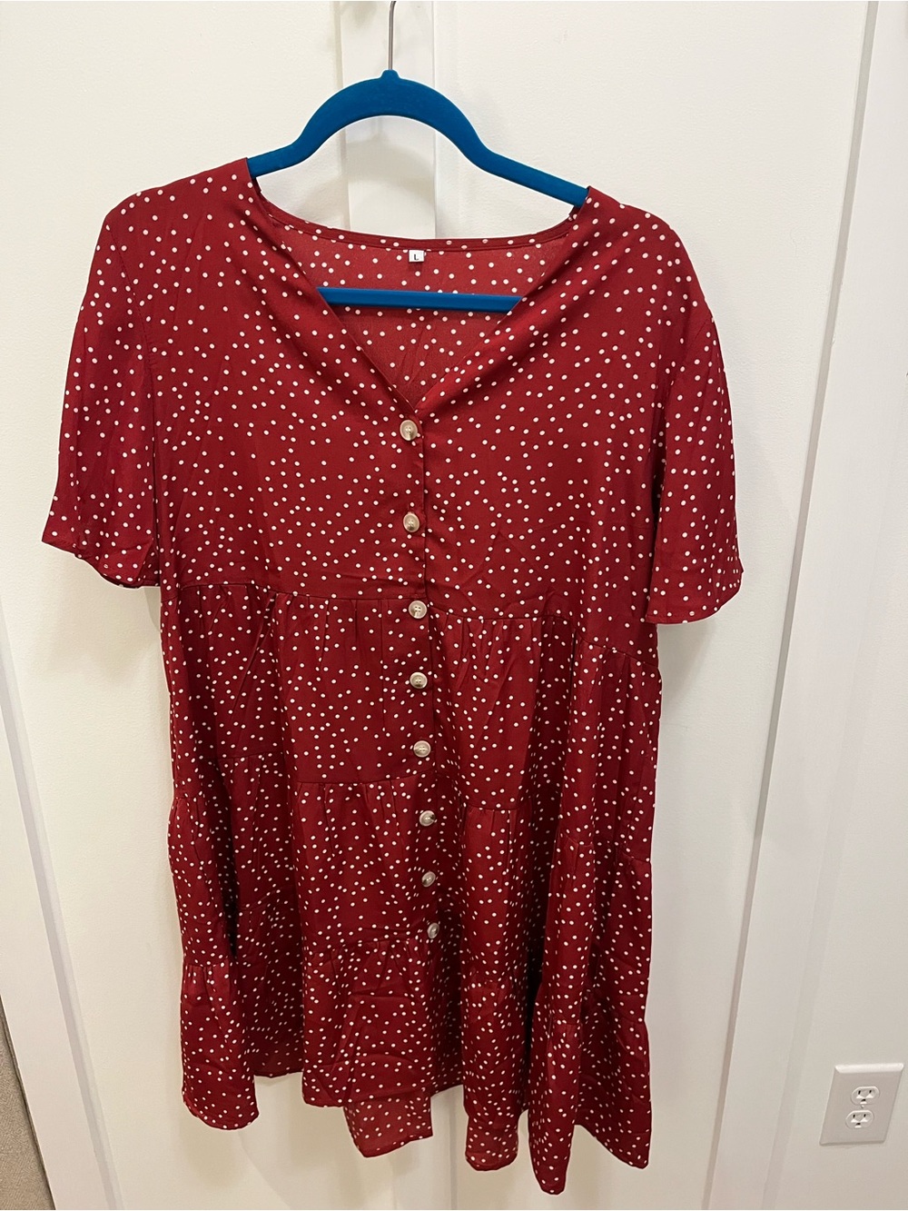 Amazon Women’s Red Polka Dot Button-Front Dress